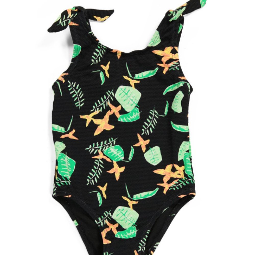 Snapper Rock Baby Girl Neon Rainforest Sustainable Tie One-piece Swimsuit NWT